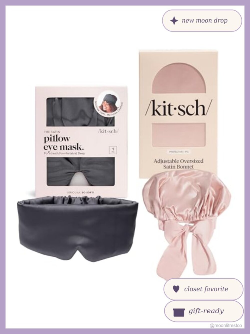 XL Satin Bonnet & Eye Mask Set Adjustable Sleep Cap Hair Protection
